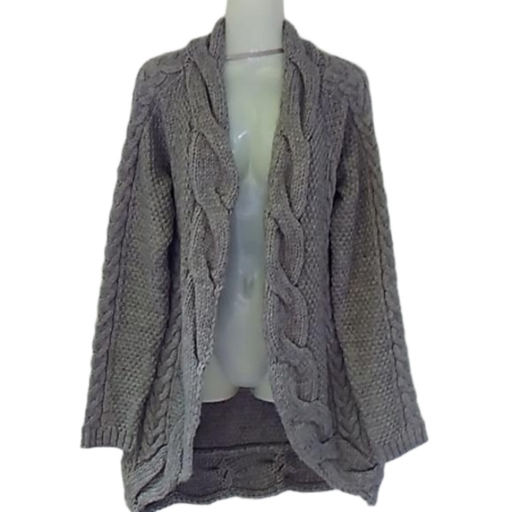 Zara Gray Cable Knit Open Cardigan